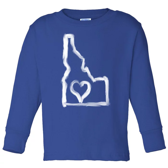 Cute Idaho Love State Outline With Heart Great Gift Toddler Long Sleeve Shirt