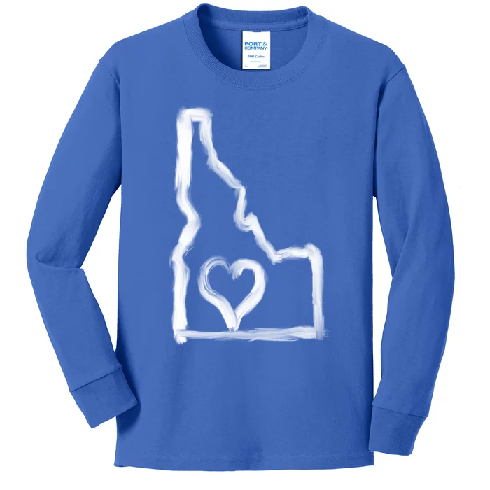 Cute Idaho Love State Outline With Heart Great Gift Kids Long Sleeve Shirt