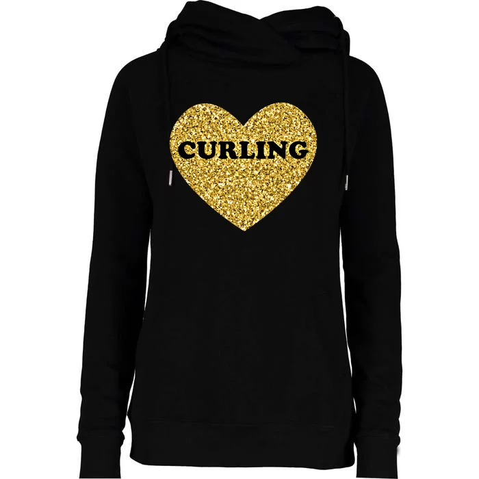 Curling I Love Curling Gift Womens Funnel Neck Pullover Hood