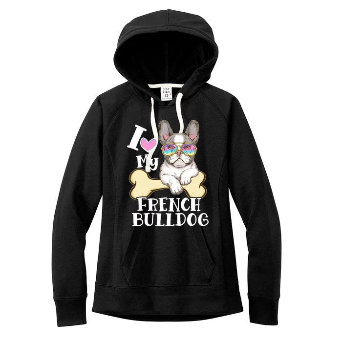 Cute I Love My French Bulldog Women's Fleece Hoodie