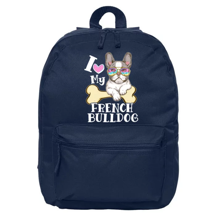 Cute I Love My French Bulldog 16 in Basic Backpack