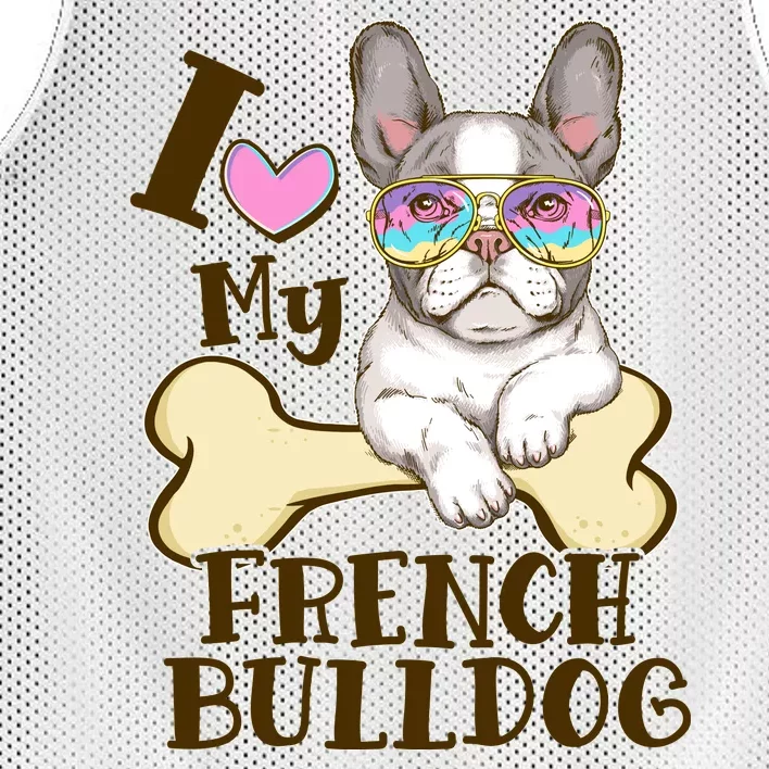 Cute I Love My French Bulldog Mesh Reversible Basketball Jersey Tank