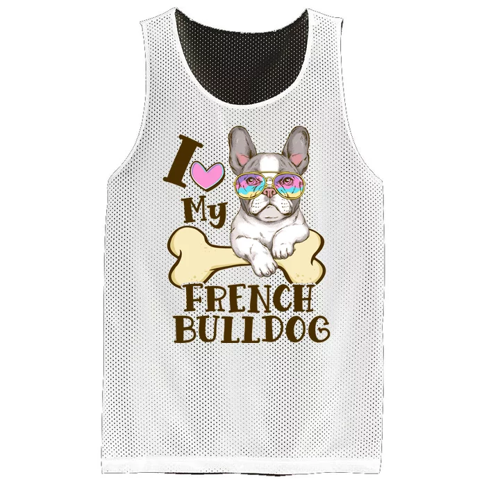 Cute I Love My French Bulldog Mesh Reversible Basketball Jersey Tank