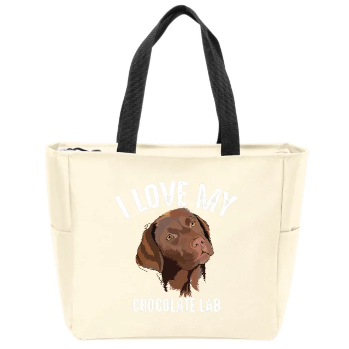 Cool I Love My Chocolate Lab Funny Brown Labrador Pet Gift Zip Tote Bag