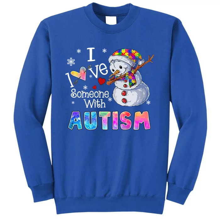 Christmas I Love Someone With Autism Snow Colorful Puzzle Gift Tall Sweatshirt