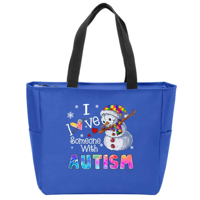 Christmas I Love Someone With Autism Snow Colorful Puzzle Gift Zip Tote Bag