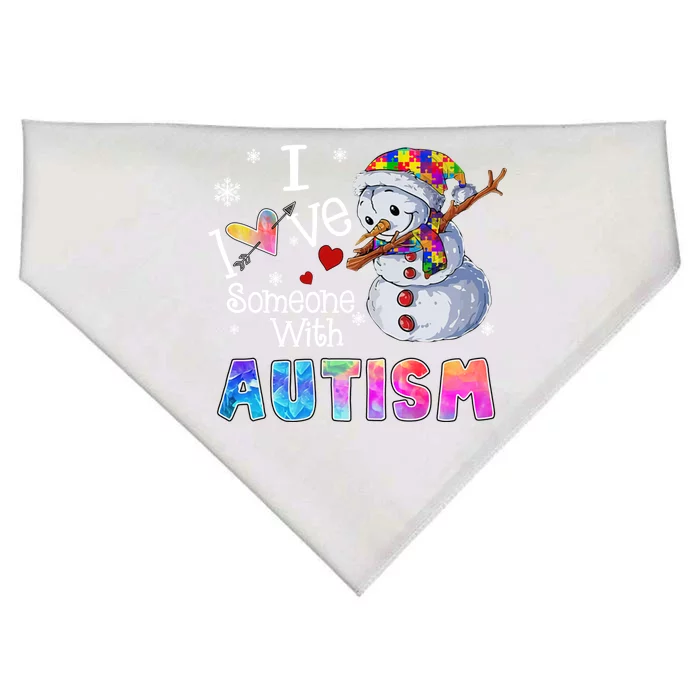 Christmas I Love Someone With Autism Snow Colorful Puzzle Gift USA-Made Doggie Bandana