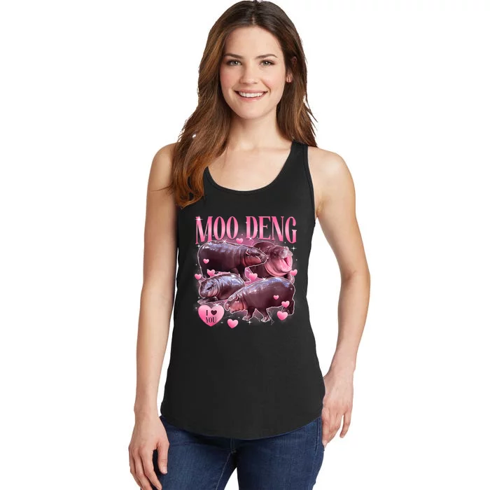 Cute I Love Moo Deng Baby Hippo Moo Deng I Heart Moo Deng Ladies Essential Tank