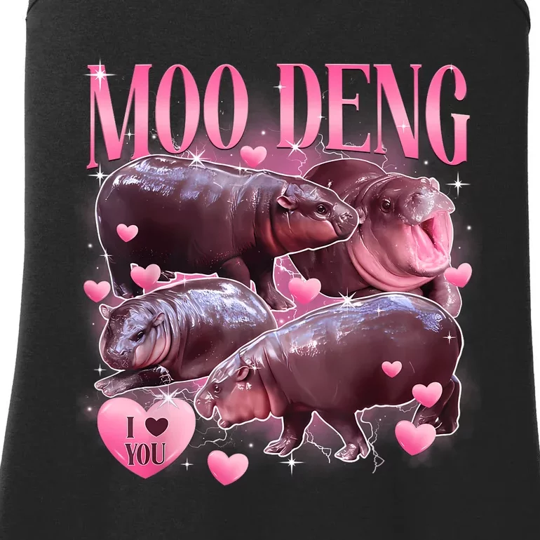 Cute I Love Moo Deng Baby Hippo Moo Deng I Heart Moo Deng Ladies Essential Tank