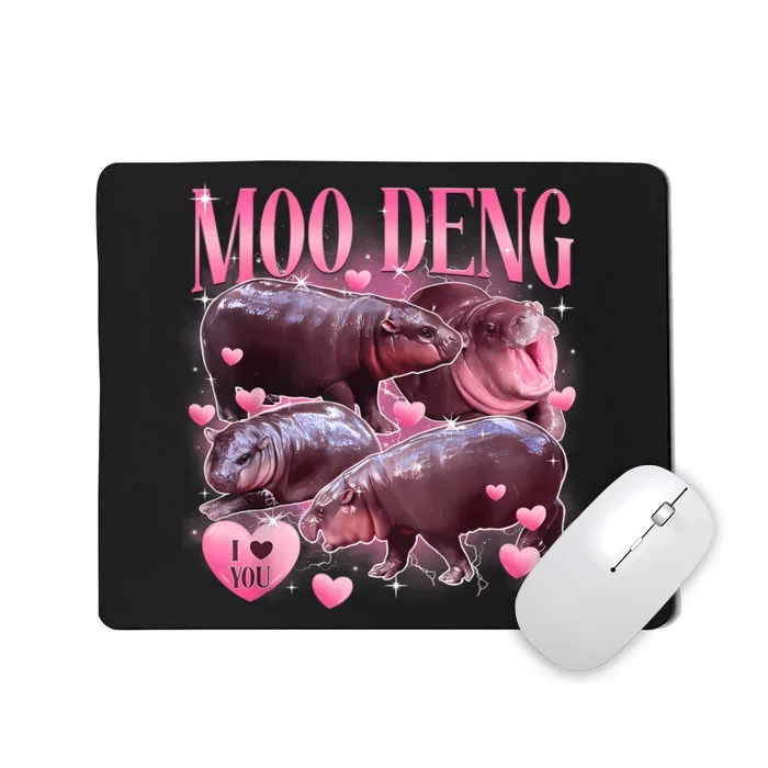 Cute I Love Moo Deng Baby Hippo Moo Deng I Heart Moo Deng Mousepad