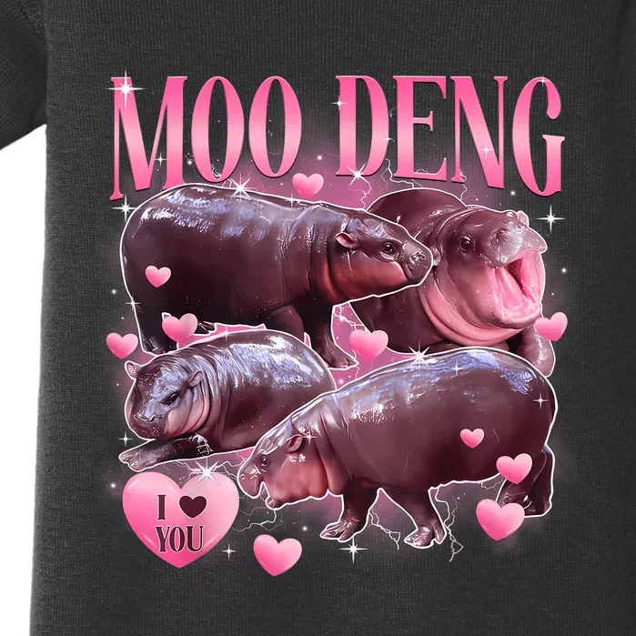 Cute I Love Moo Deng Baby Hippo Moo Deng I Heart Moo Deng Baby Bodysuit