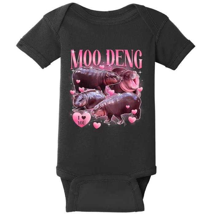 Cute I Love Moo Deng Baby Hippo Moo Deng I Heart Moo Deng Baby Bodysuit