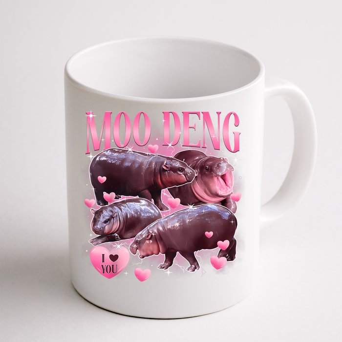 Cute I Love Moo Deng Baby Hippo Moo Deng I Heart Moo Deng Front & Back Coffee Mug