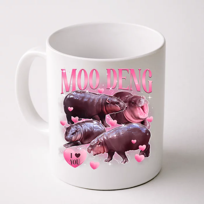 Cute I Love Moo Deng Baby Hippo Moo Deng I Heart Moo Deng Front & Back Coffee Mug