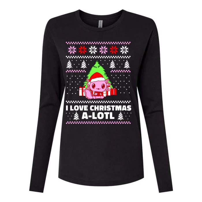 Cute I Love Christmas A Lotl Axolotl Funny Presents Ugly Womens Cotton Relaxed Long Sleeve T-Shirt