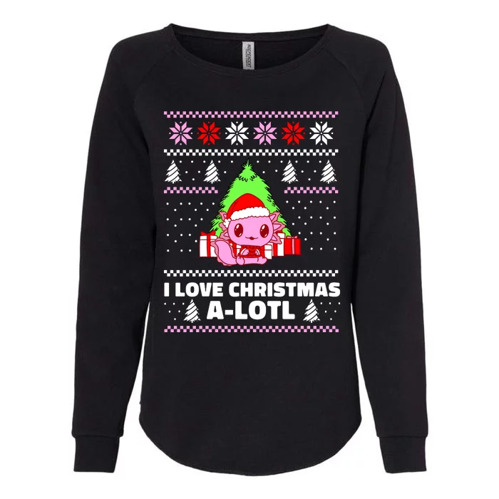 Cute I Love Christmas A Lotl Axolotl Funny Presents Ugly Womens California Wash Sweatshirt