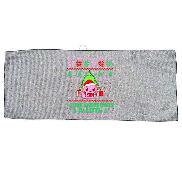 Cute I Love Christmas A Lotl Axolotl Funny Presents Ugly Large Microfiber Waffle Golf Towel