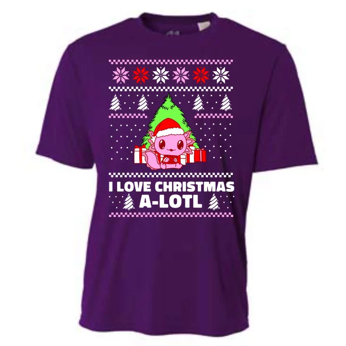 Cute I Love Christmas A Lotl Axolotl Funny Presents Ugly Cooling Performance Crew T-Shirt