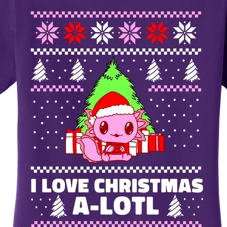 Cute I Love Christmas A Lotl Axolotl Funny Presents Ugly Women's T-Shirt