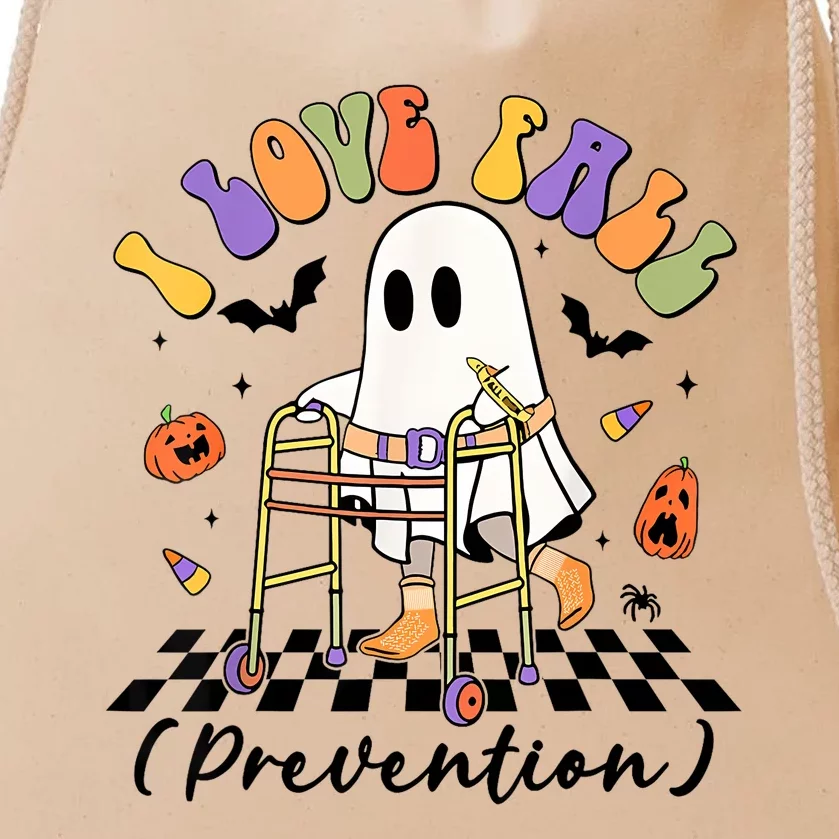 Cute I Love Fall Prevention Physical Therapy Ghost Halloween Drawstring Bag