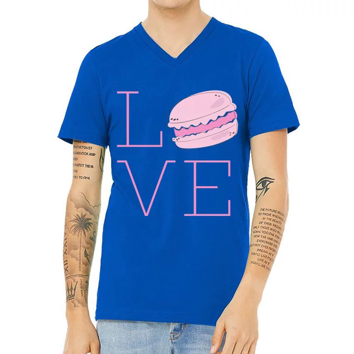 Cute I Love French Macaroon Macaron Cookie Gift Funny Gift V-Neck T-Shirt