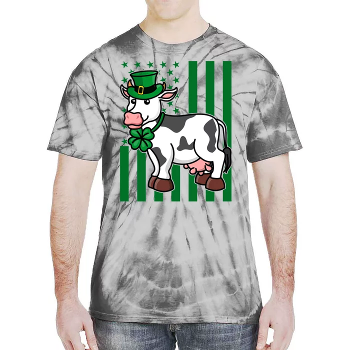 Cow In Leprechaun Hat American Flag Great Gift Tie-Dye T-Shirt