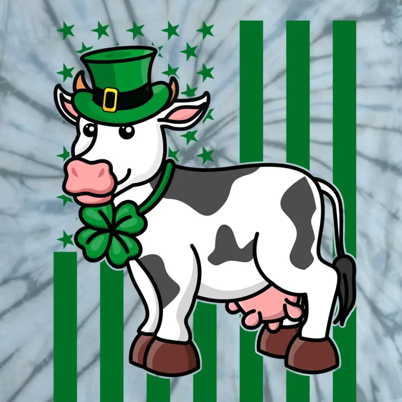 Cow In Leprechaun Hat American Flag Great Gift Tie-Dye T-Shirt