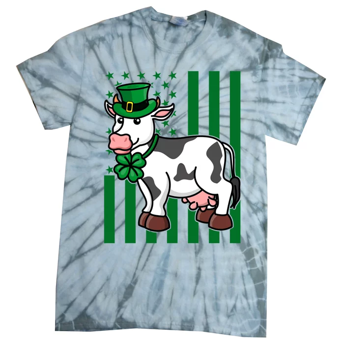 Cow In Leprechaun Hat American Flag Great Gift Tie-Dye T-Shirt