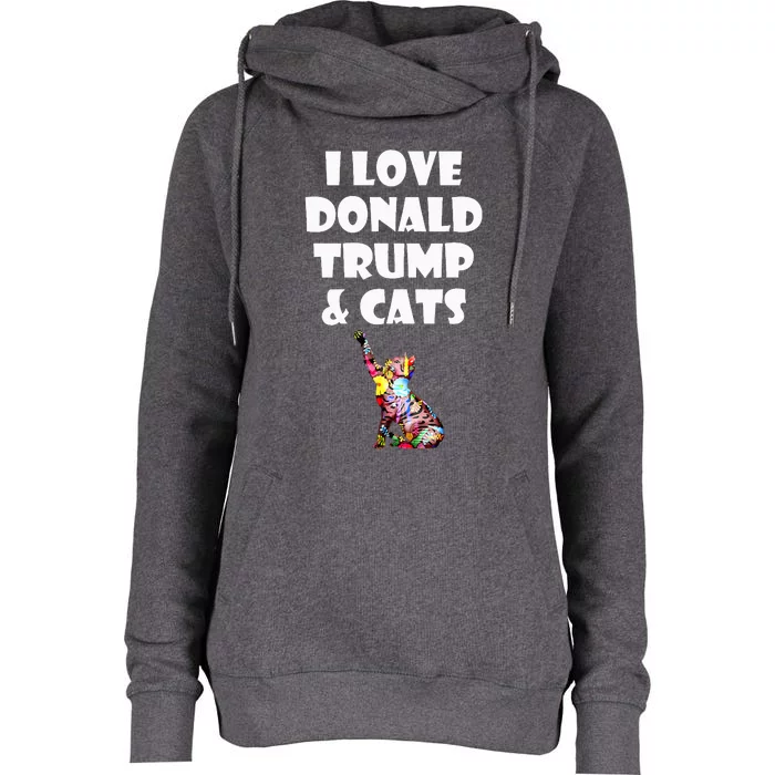 Cat I Love Donald Trump & Cats Maga Patriot Womens Funnel Neck Pullover Hood