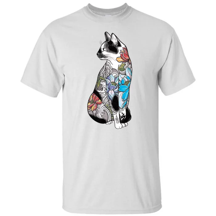 Cat In Lotus Tattoo Tall T-Shirt