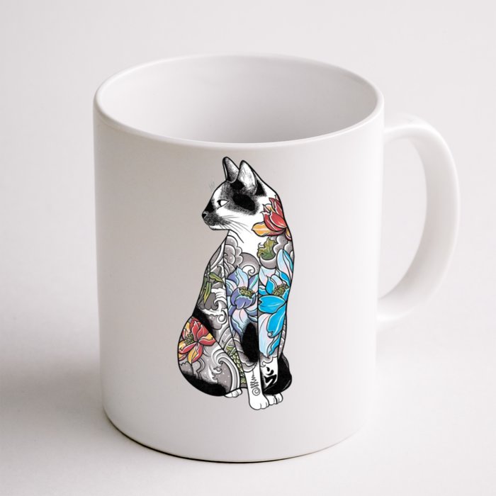 Cat In Lotus Tattoo Front & Back Coffee Mug