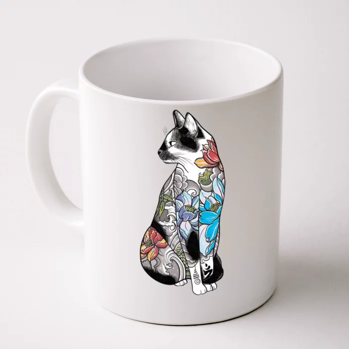 Cat In Lotus Tattoo Front & Back Coffee Mug