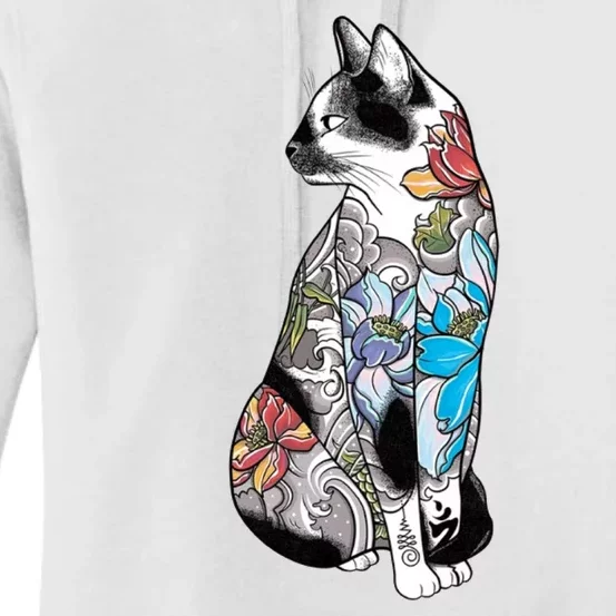 Cat In Lotus Tattoo Women's Pullover Hoodie