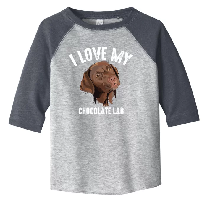 Cool I Love My Chocolate Lab Funny Brown Labrador Pet Gift Funny Gift Toddler Fine Jersey T-Shirt