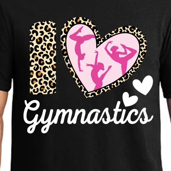 Cute I Love Gymnastics Leopard Print Women Girl Acrobat Pajama Set