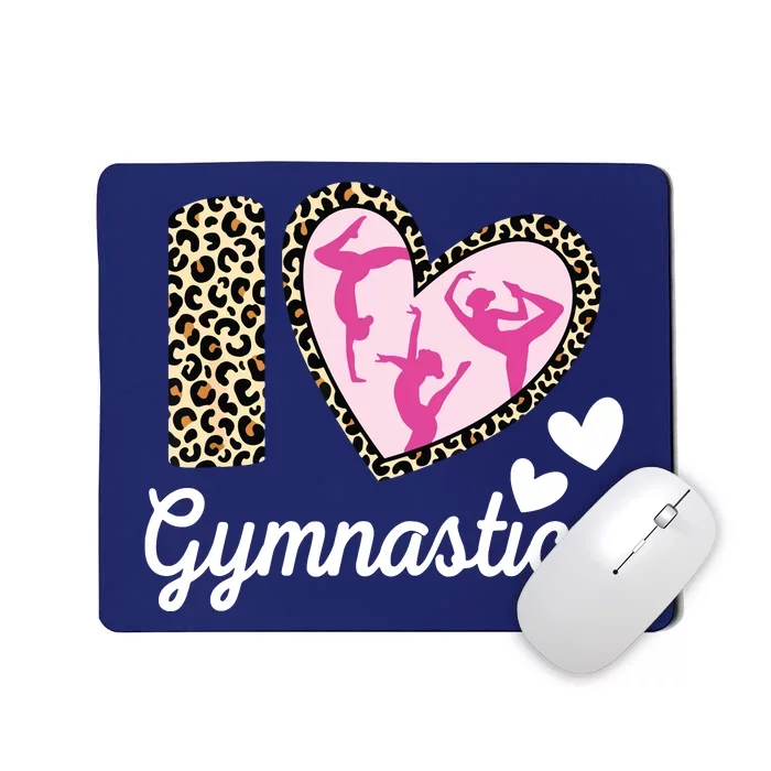 Cute I Love Gymnastics Leopard Print Women Girl Acrobat Mousepad