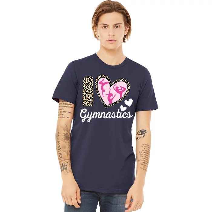 Cute I Love Gymnastics Leopard Print Women Girl Acrobat Premium T-Shirt