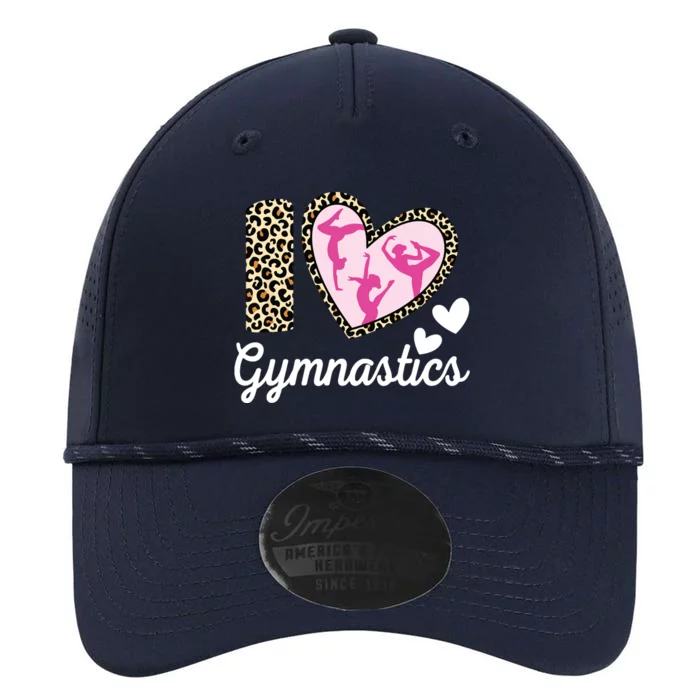 Cute I Love Gymnastics Leopard Print Women Girl Acrobat Performance The Dyno Cap