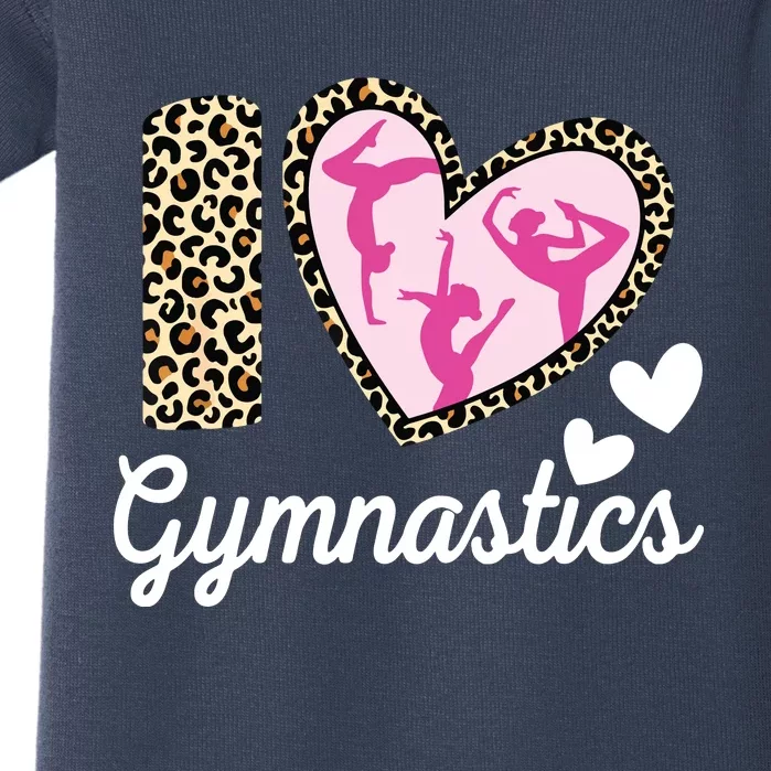 Cute I Love Gymnastics Leopard Print Women Girl Acrobat Baby Bodysuit