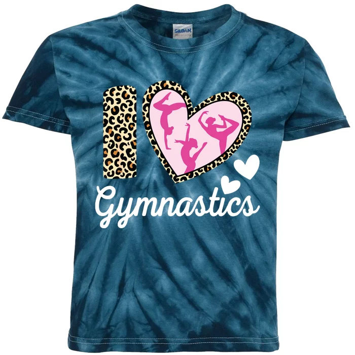 Cute I Love Gymnastics Leopard Print Women Girl Acrobat Kids Tie-Dye T-Shirt