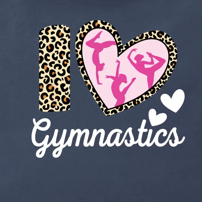 Cute I Love Gymnastics Leopard Print Women Girl Acrobat Zip Tote Bag