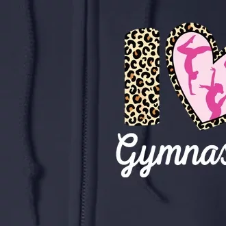 Cute I Love Gymnastics Leopard Print Women Girl Acrobat Full Zip Hoodie