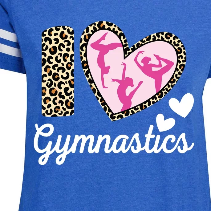 Cute I Love Gymnastics Leopard Print Women Girl Acrobat Enza Ladies Jersey Football T-Shirt