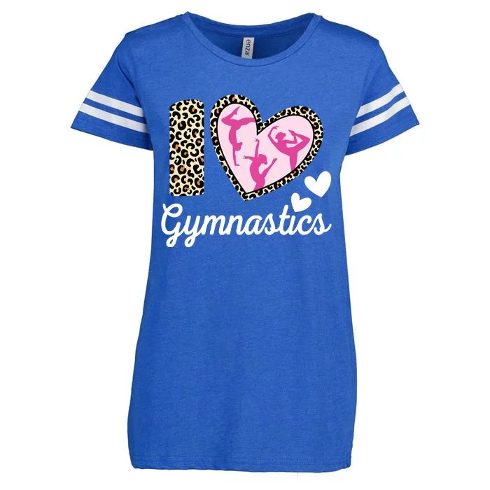 Cute I Love Gymnastics Leopard Print Women Girl Acrobat Enza Ladies Jersey Football T-Shirt