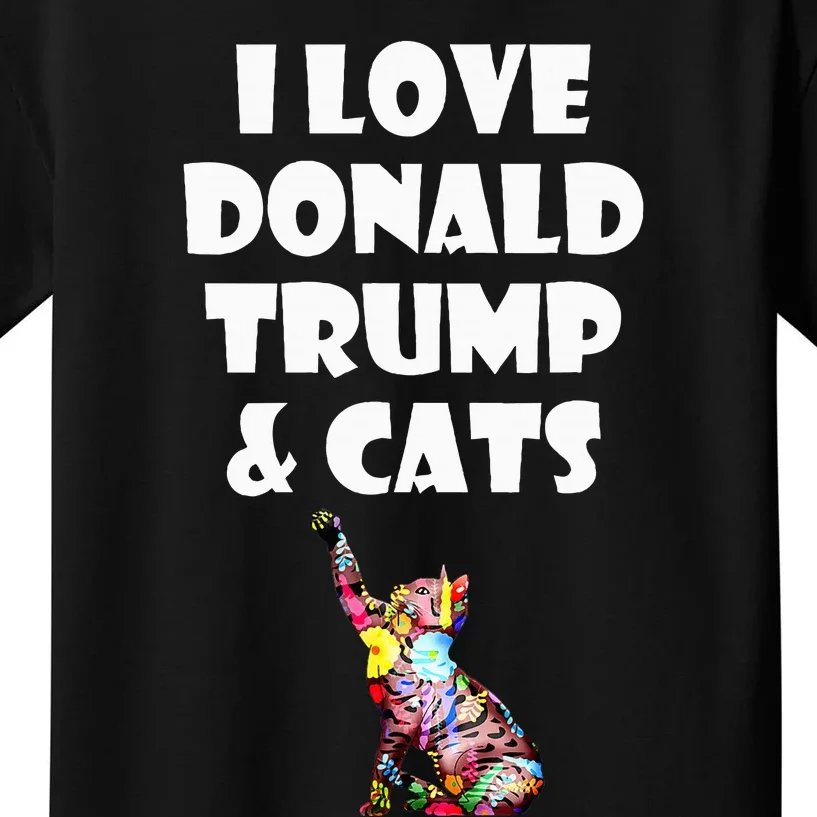 Cat I Love Donald Trump & Cats Maga Patriot Kids T-Shirt