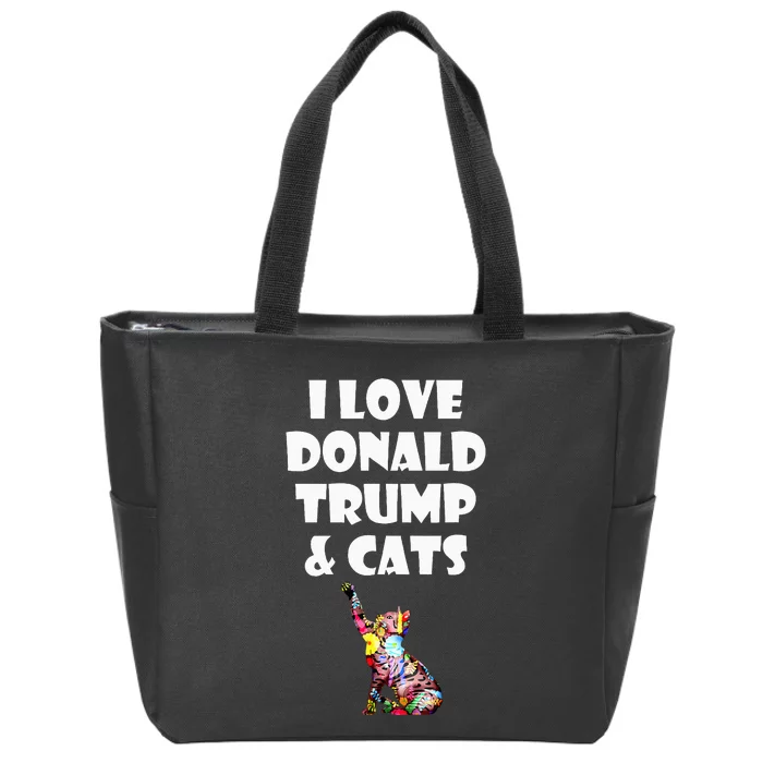 Cat I Love Donald Trump & Cats Maga Patriot Zip Tote Bag