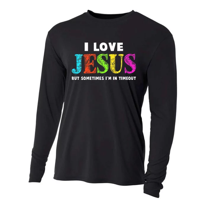 Cute I Love Jesus Christian Faith Gifts Cooling Performance Long Sleeve Crew