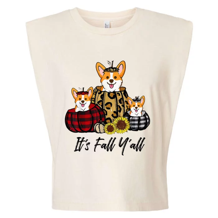 Corgi In Leopard Pumpkin Autumn Thanksgiving Garment-Dyed Women's Muscle Tee