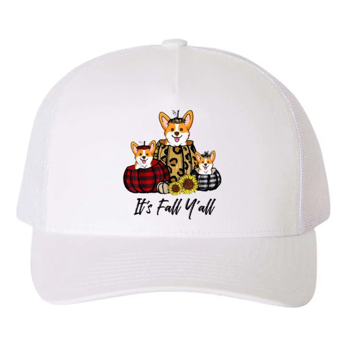 Corgi In Leopard Pumpkin Autumn Thanksgiving Yupoong Adult 5-Panel Trucker Hat