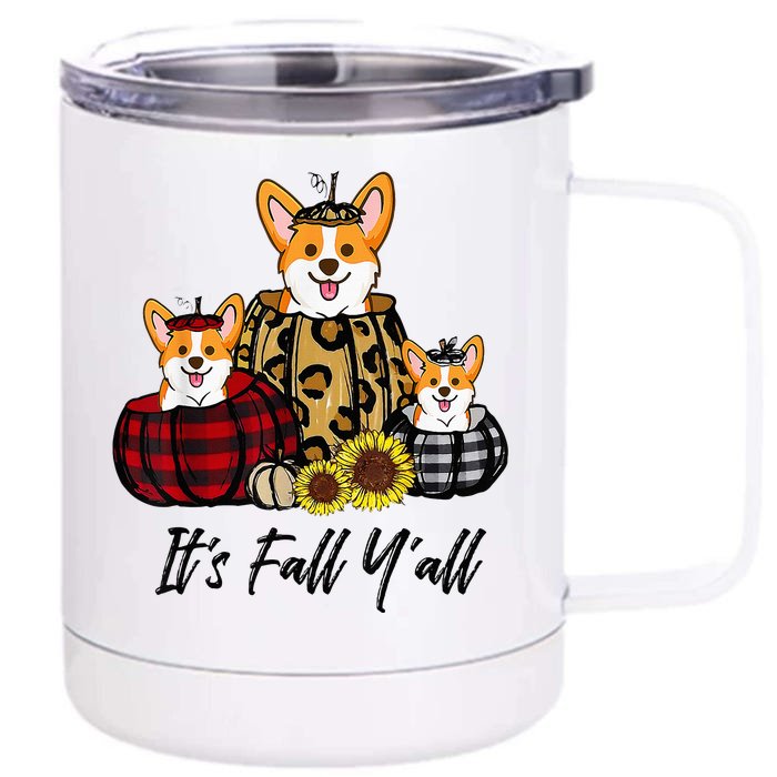 Corgi In Leopard Pumpkin Autumn Thanksgiving Front & Back 12oz Stainless Steel Tumbler Cup